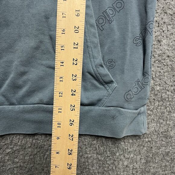 Adidas All Over Logo Hooded Sweatshirt Adult Medium Blue/Gray Hoodie Pockets - Picture 7 of 10